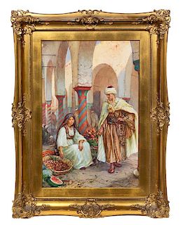 Giuseppe Carosi, (Italian, 1883-1965), Figures in a Bazaar