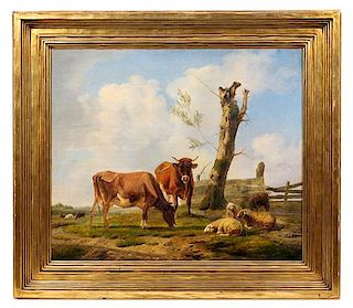 Artist Unknown, (19th Century), Cows and Sheep in a Pasture