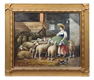 G. Nasi, (19th Century), Shepherdess and Flock