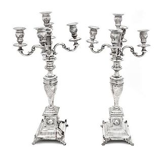 * A Pair of Austro-Hungarian Silver Candlesticks, Maker's Mark G&S, Vienna, Late 19th/Early 20th Century, each baluster form ste