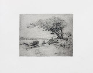 * Hazel Goetsch, (American, 1892-1984), Under the Cypress, 1918