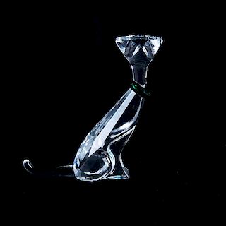 Gato. Austria, siglo XX. Elaborado en cristal Swarovski. Sellado en base. 12 cm de altura.