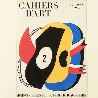 Fernand Léger. Portada de Cahiers d' Art, 1949. Pochoir. Firmado en plancha. Impreso y publicado por Cahiers d'Art, en el volumen 2.