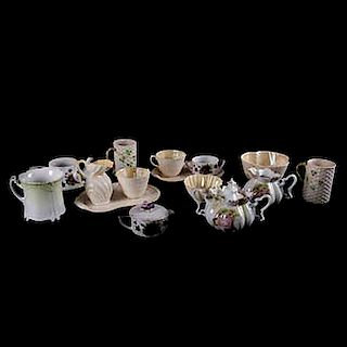 Servicio abierto de té. Alemania, Irlanda y Japón, siglo XX. Elaborados en porcelana Lefton China Hand Painted; Belleek, Pzs: 15