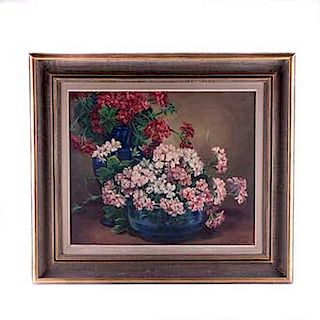 Julia G. de Correa (México, siglo XX) Bouquets. Óleo sobre tela. Firmado. Enmarcado.