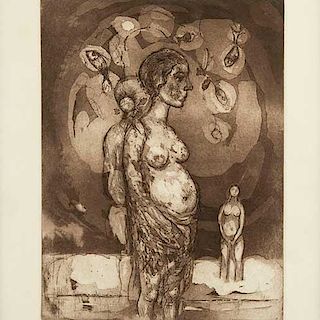 Federico Cantú. Desnudo de mujer. Grabado, P.T. 9/10 Firmado y fechado 2003. Enmarcado. 32 X 24 cm.