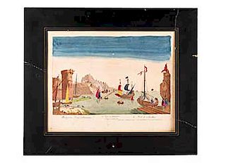 Daumont. Prospectus Ponti Gibrataria - Le Port de Gibraltar. Paris: 1780. Grabado coloreado, 28.5 x 39.5 cm.