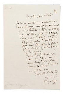 MEYERBEER, GIACOMO. Two autographed letters signed, one page each, s.l., n.d.