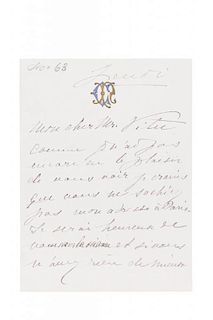 NILSSON, CHRISTINE. Autographed letter signed ("Chrine Nilsson"), 3 pp., s.l., n.d.
