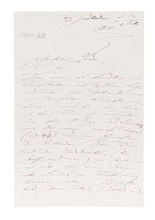 SCHUMAN, CLARA. Autographed letter signed ("Clara Schumann"), two pages, July 12, 1858, Wiesbaden. Germany.