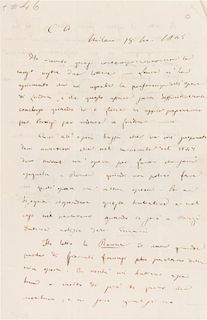 VERDI, GIUSEPPI. Autographed letter signed, two pages, Milan, November 18, 1845.