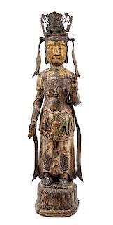 A Korean Painted and Gilt Bronze Figure of a Bodhisattva