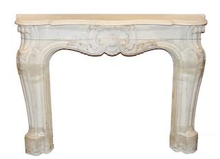 Louis XV Manner Carved Marble Fireplace Mantel