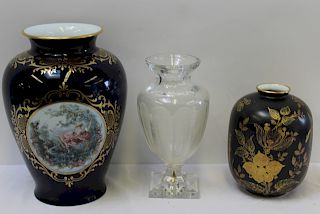 2 Porcelain Vases And A Cut Glass Vase .