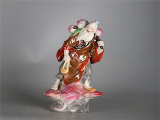 Chinese famille rose porcelain figure of Shoulao, mark on the bottom, Republic Period. 