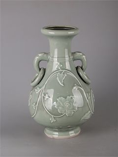 Chinese celadon glaze porcelain vase. 