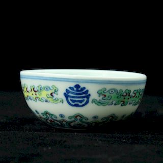 Chinese Doucai porcelain cup, Yongzheng mark. 