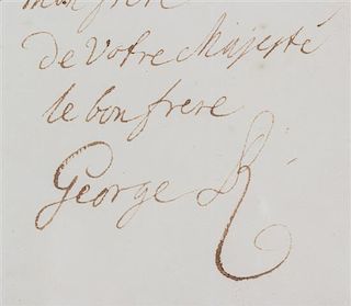 * GEORGE II. ALS ("George R"), 1pg., Feb. 22, 1748. To Frederick the Great of Prussia, congrat. on the birth of a son.