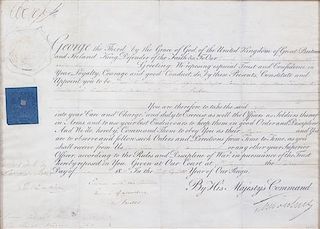 * GEORGE III. Two commission documents signed ("George R"), one with his "mad signature."