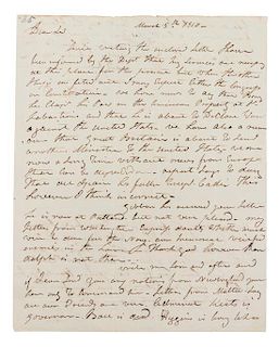 HULL, ISAAC. Autographed letter signed, two pages, March 5, 1810.