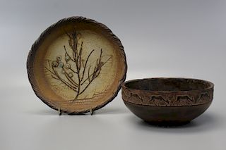 Two pottery items.