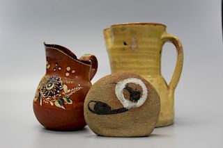  Three decorative pottery items.