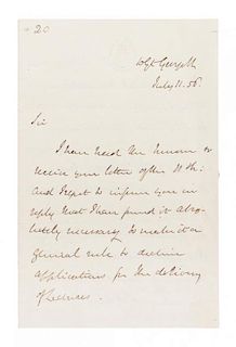 GLADSTONE, WILLIAM. Autographed letter signed, three pages, July 11, 1856.