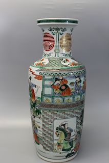 Large Chinese Kangxi style famille verte porcelain vase.