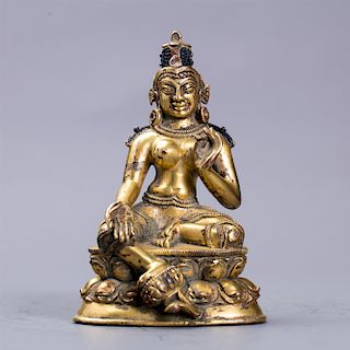 Chinese gilt bronze figure of Buddha. 