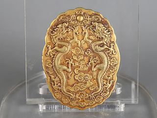 Chinese gilt bronze amulet.  