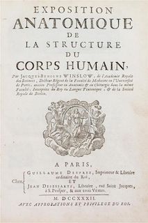 (MEDICINE) WINSLOW, JACQUES-BENIGNE. Exposition anatomique de la structure du corps humain. Paris, 1732. First ed., 4 fold-out p