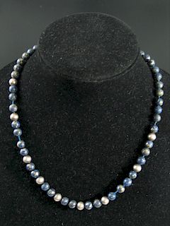 Lapis lazuli and Silver Beads Necklace