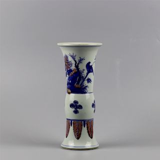 Chinese blue and white and underglaze red porcelain vase. 