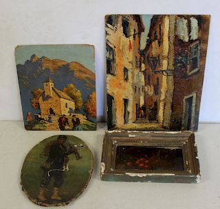 Lot Of 4 Oil Paintings.