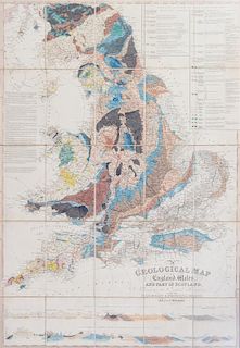 * (MAP) WALKER, J & C. Geological Map of England, Wales, and Part of Scotland... Holborn, 1838. Framed and matted.
