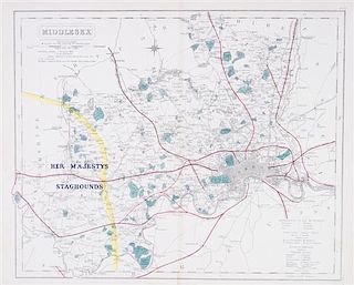 * (MAPS) A portfolio of 27 loose maps of Middlesex, London, France, Cuba, and the West Indies.
