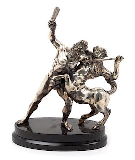 A Silvered Bronze Figural Group Height 14 inches.