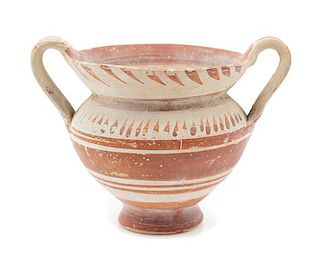 * A Greek Pottery Vessel Height 4 x diameter 5 1/2 inches.