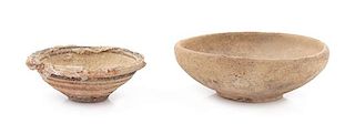 Two Mediterranean Terra Cotta Bowls Diameter of larger 4 3/4 inches.