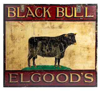 A Painted Metal Butcher's Sign Height 36 x width 32 inches.