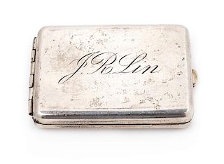 * An American Silver Match Safe, Late 19th/Early 20th Century, the case with an engraved name, the inside with a paper label mar