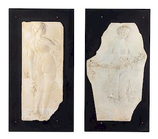 * Two Plaster Plaques from the Phoenix Hotel Height of largest 38 3/4 inches.