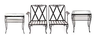 * A Set of Painted Metal Patio Furniture Height of armchair 32 1/2 inches.