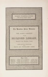 BECKFORD, WILLIAM THOMAS. The Hamilton Palace Libraries: Catalogue...of the Beckford Library. London, 1882-3. 4v.