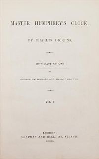 DICKENS, CHARLES. Master Humphrey's Clock. London, 1840-1841. 3 vols. in one. First edition in book form.