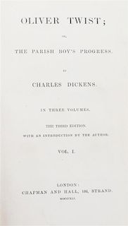 DICKENS, CHARLES. Oliver Twist; or, The Parish Boy's Progress. London, 1841. 3 vols. Third edition.