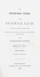 DICKENS, CHARLES. The Posthumous Papers of the Pickwick Club. Philadelphia, 1837. 5 vols. Mixed editions.