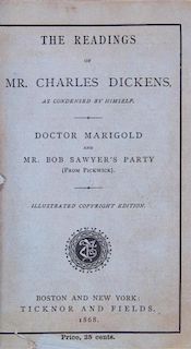 (DICKENS, CHARLES) TUCKER, GILMAN. The Readings of Mr. Charles Dickens... Boston and New York, 1868. 5 vols. in one.