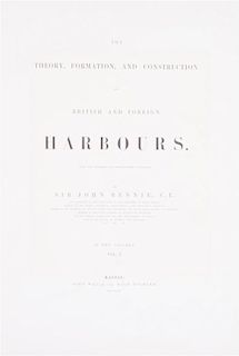 (ARCHITECTURE) RENNIE, JOHN, SIR. The Theory, Formation and Construction of British and Foreign Harbours. London, 1854. 2 vols.