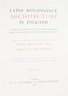 (ARCHITECTURE) BELCHER, JOHN. Later Renaissance Architecture. London, 1901. 1 of 2 vols. only.